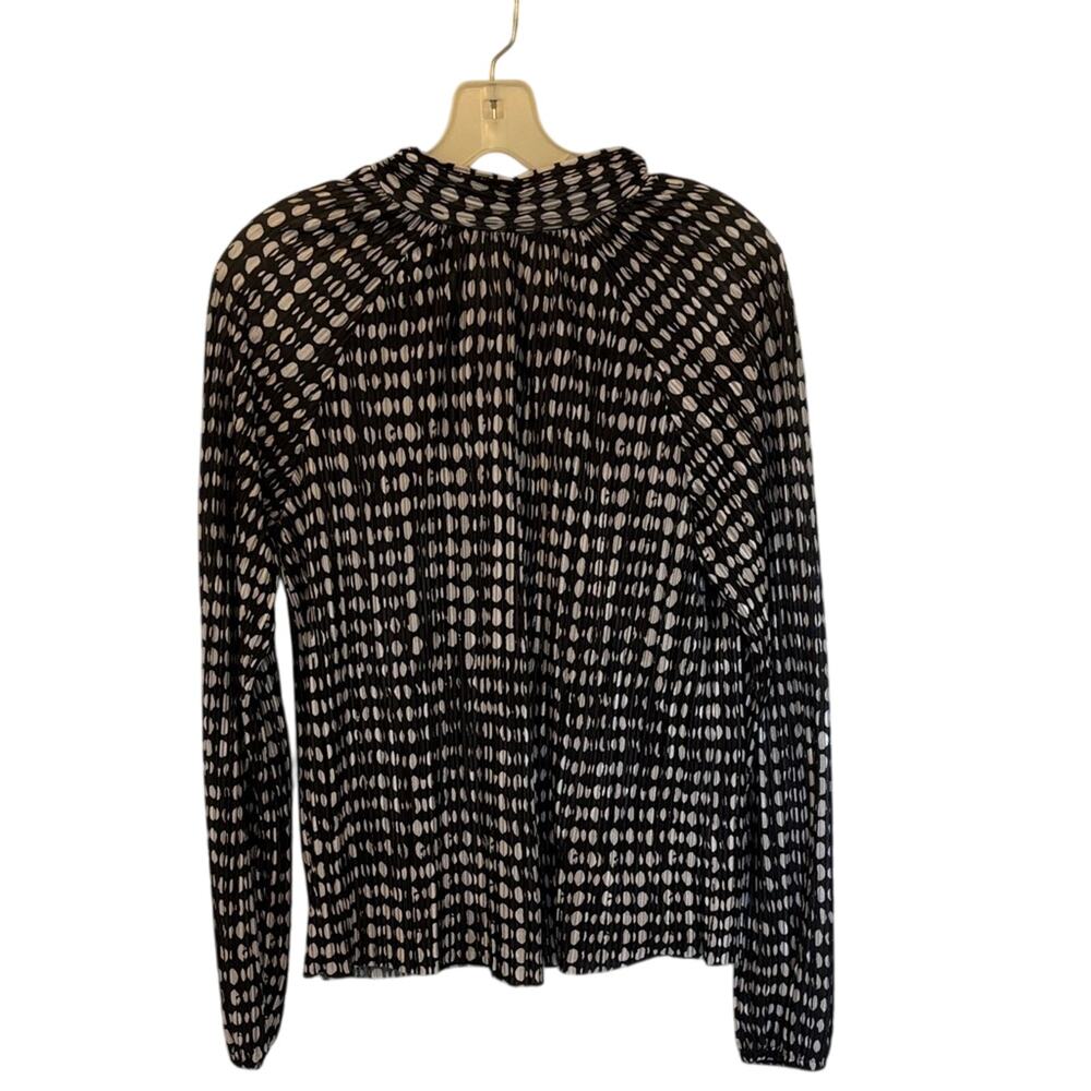 Joie Black and White Pleated Long Sleeve Blouse